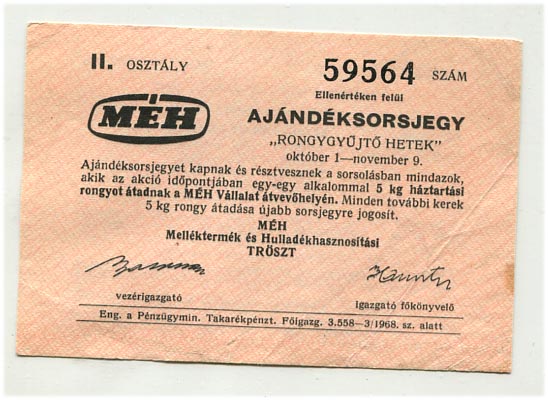 1968. Ajándéksorsjegy a 