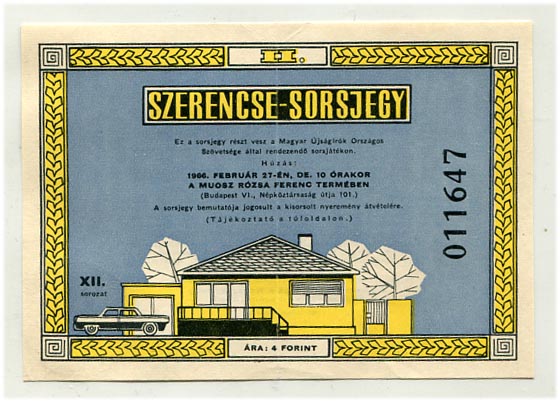 1966. Szerencse-sorsjegy, 4 Ft