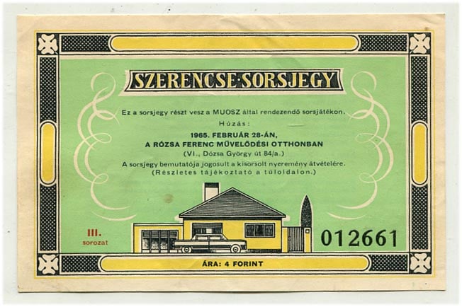 1965. Szerencse-sorsjegy, 4 Ft