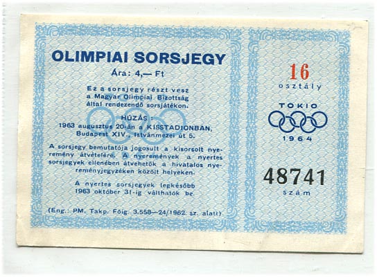 1963. Olimpiai sorsjegy, 4 Ft