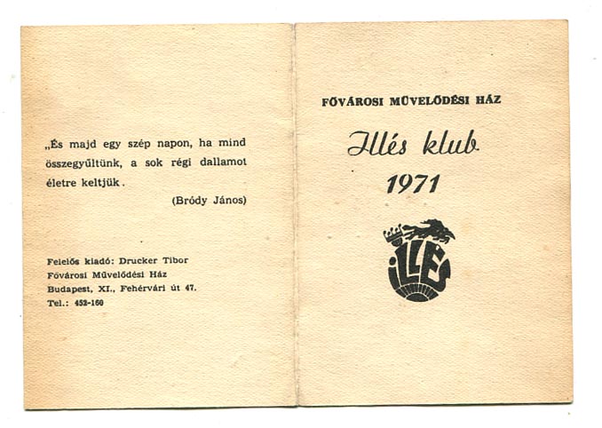 1971. Illés Klub tagsági ig.