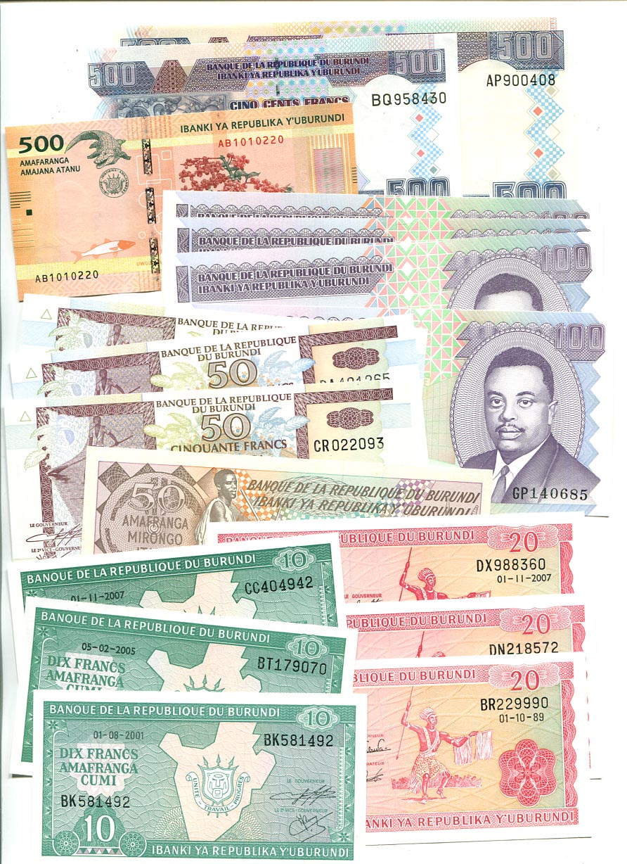 Burundi. 1989-2007. 17 db különböző papírpénz T1