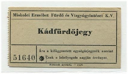 Miskolci Erzsébet Fürdő kádfürdőjegy