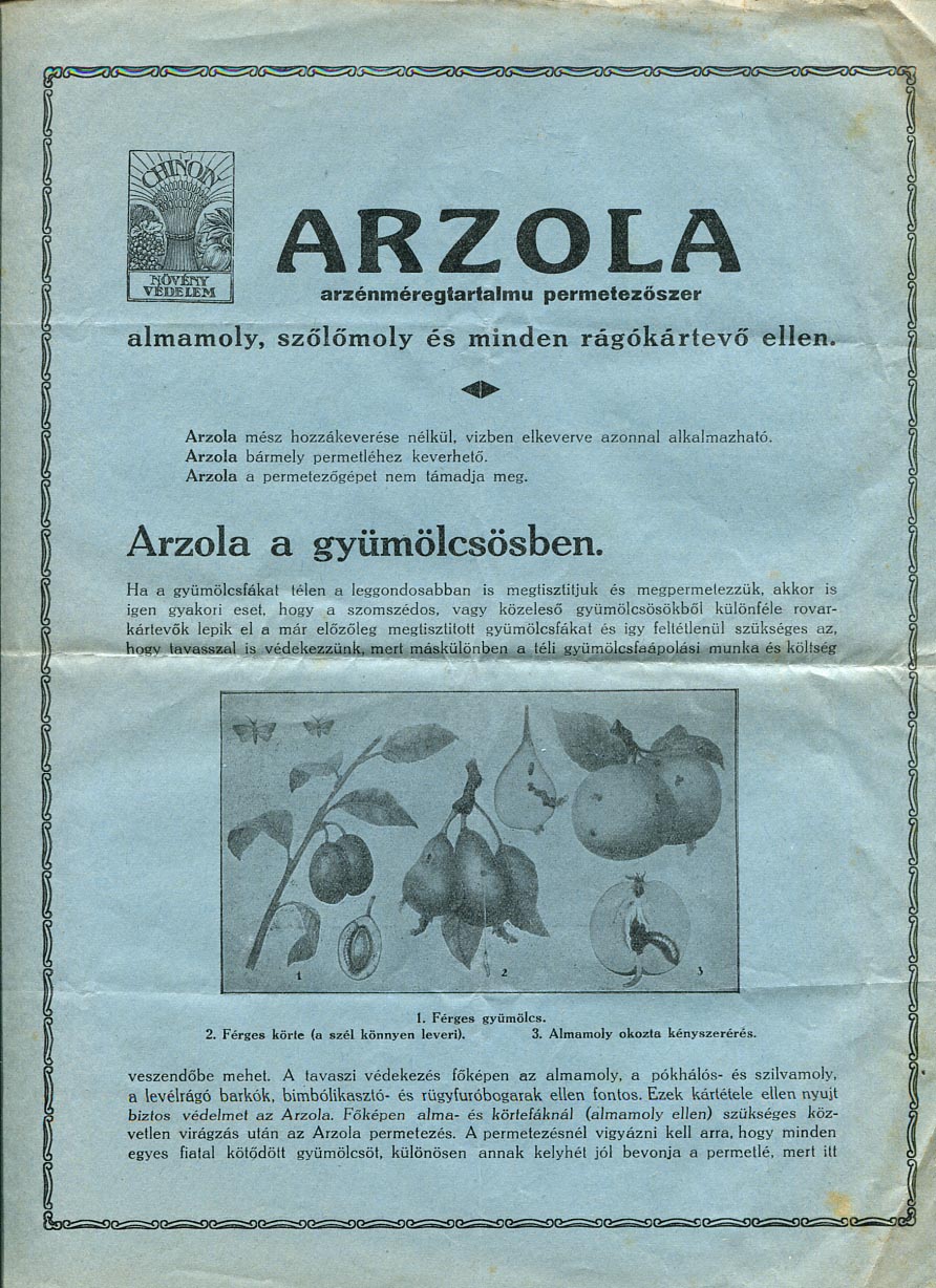 1928. ARZOLA - arzéntartalmú rovarírtó szer ismertetője (Chinoin)