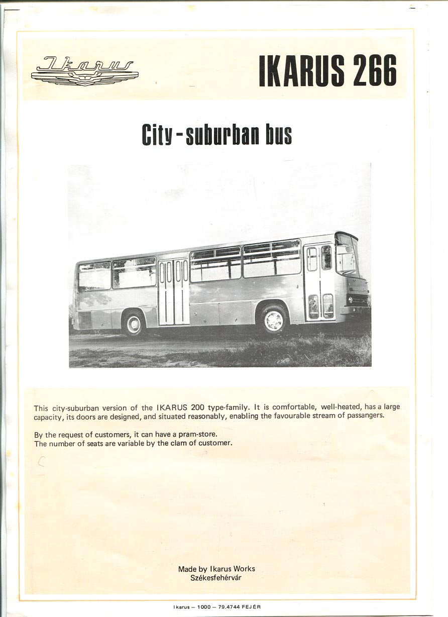 Ikarus 266 és 543 típuslapok (2 db)