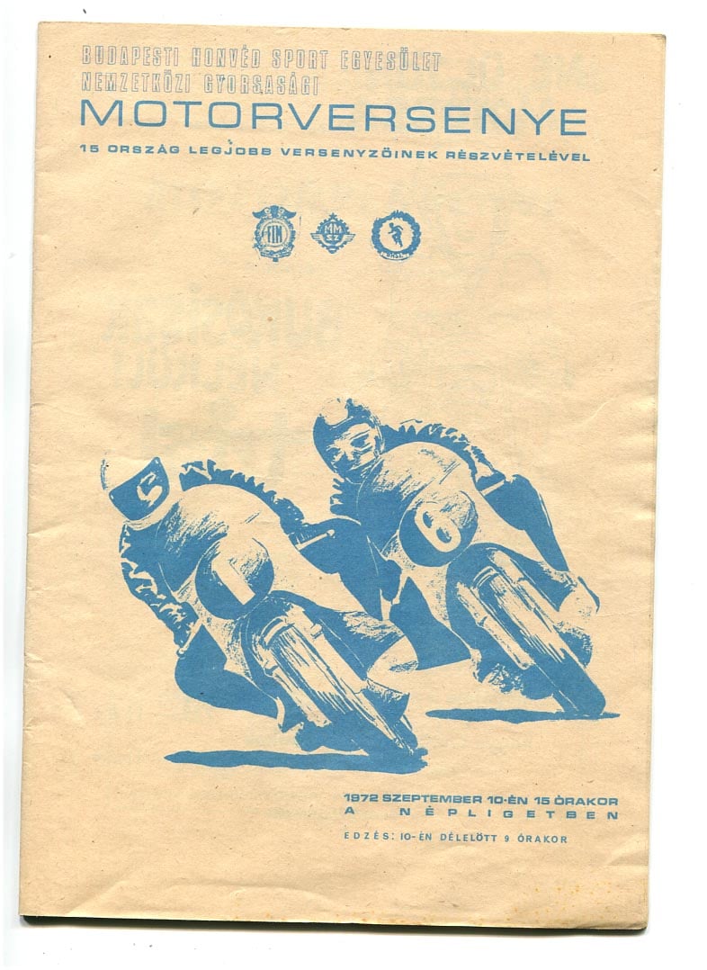 1972. Nemzetközi Gyorsasági Motorverseny programja