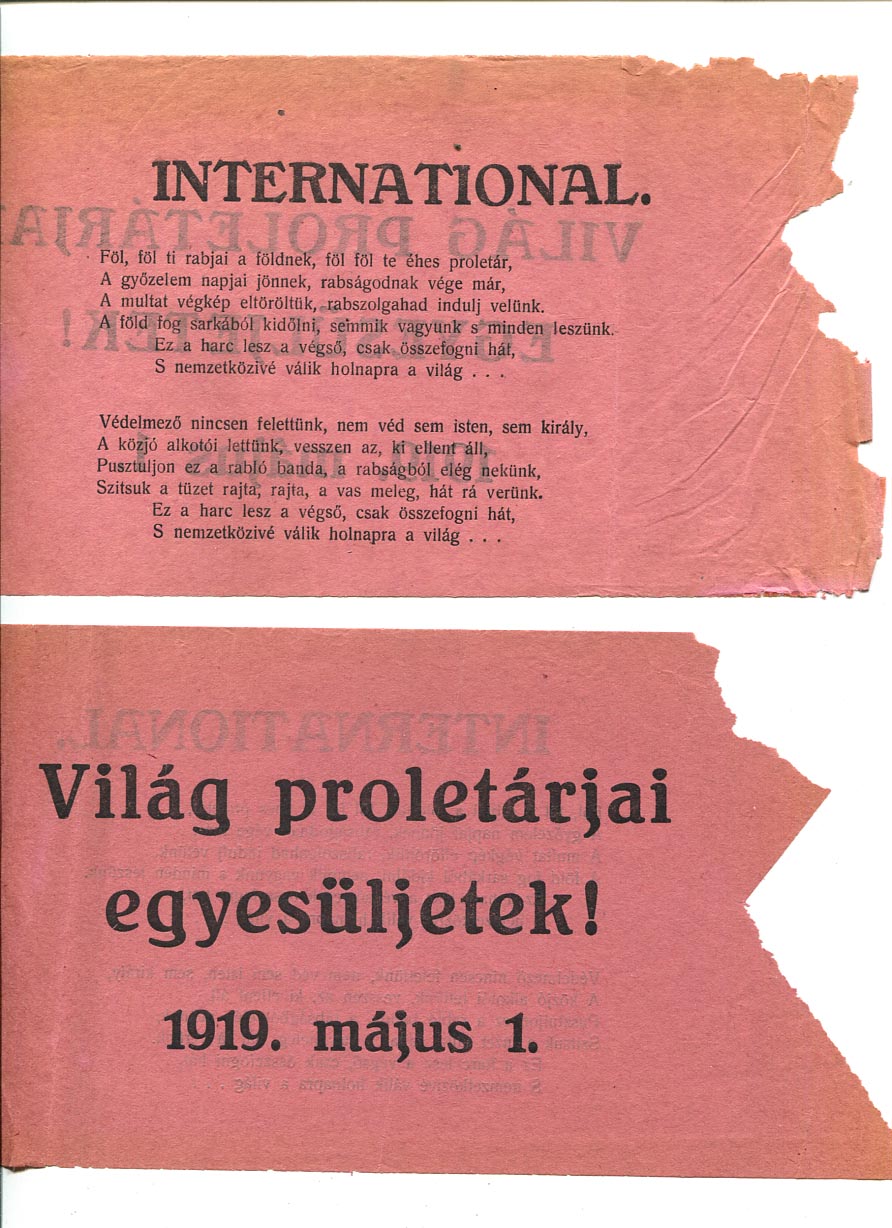 1919. május 1. 4 db röpcédula: egyik oldalon az 