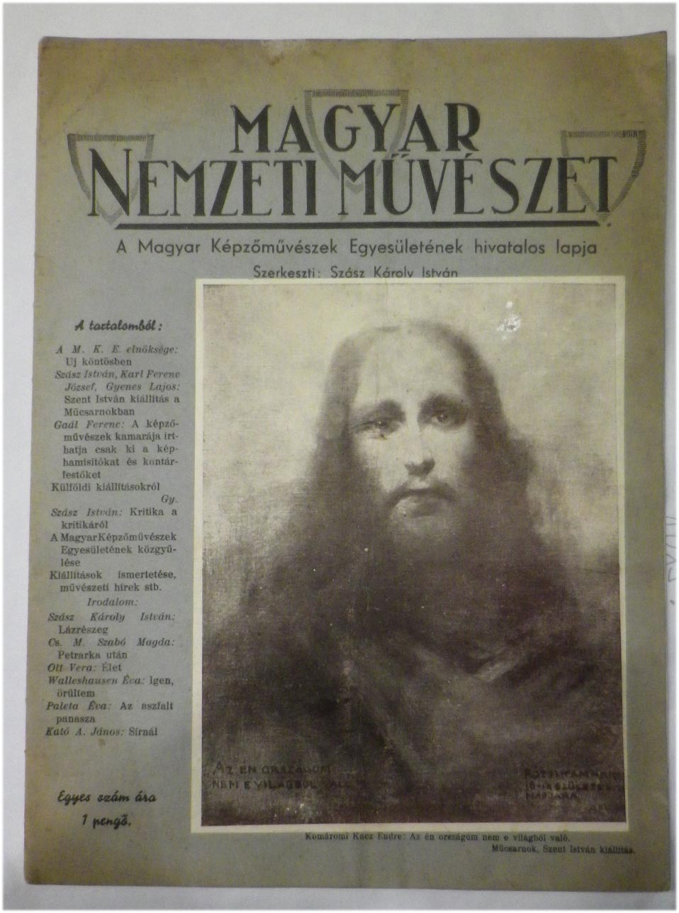 1938.júl. Magyar Nemzeti Művészet. A Magyar Képzőművészek Egyesületének hivatalos lapja. I. évf. 1. szám