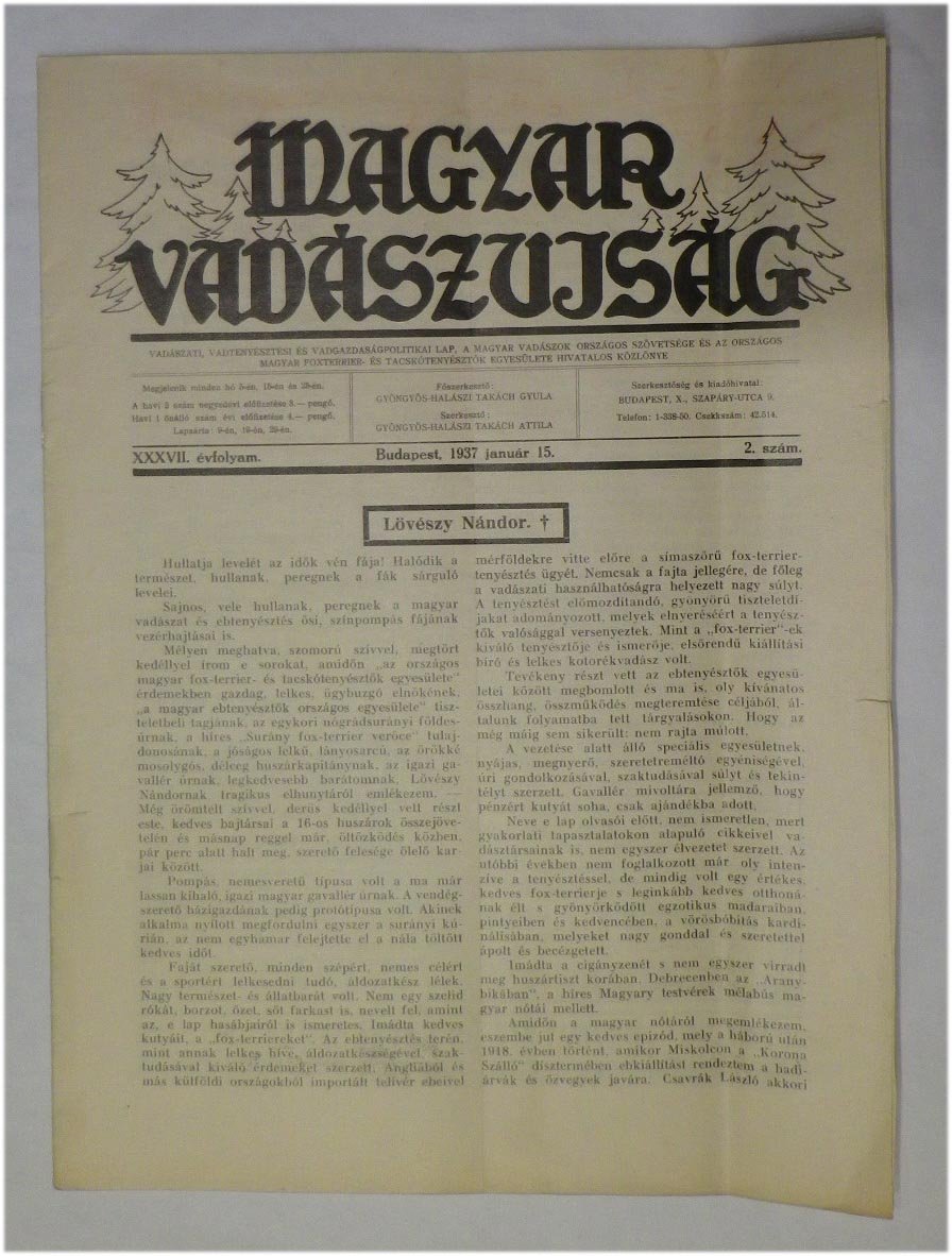 1937.jan.15. Magyar Vadászújság.