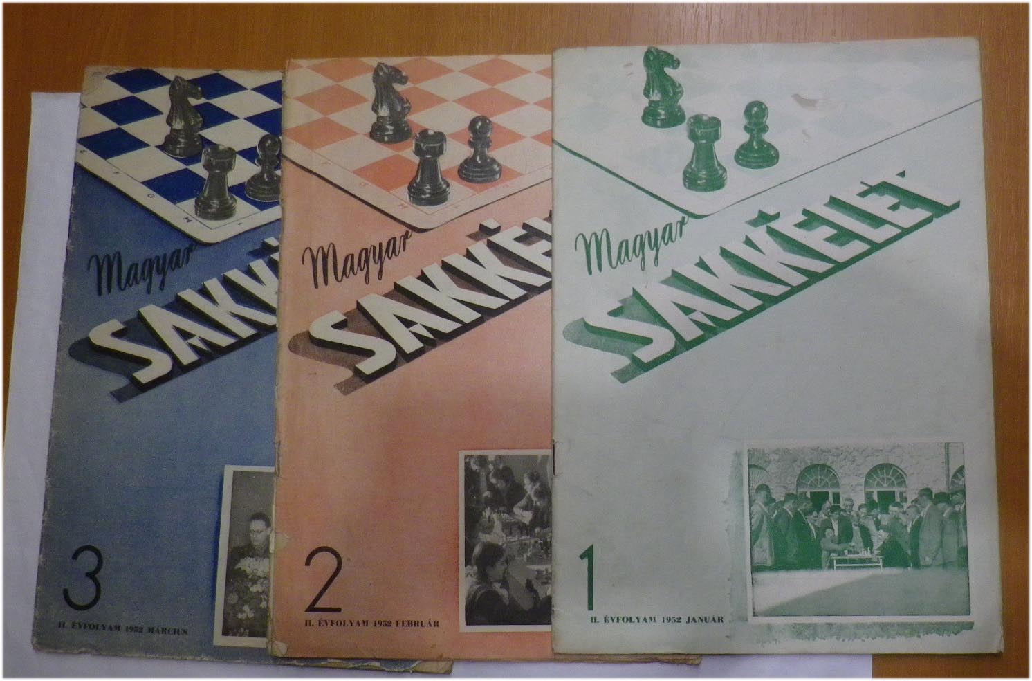 1952/1-2-3. számok. 3 db Magyar Sakkélet