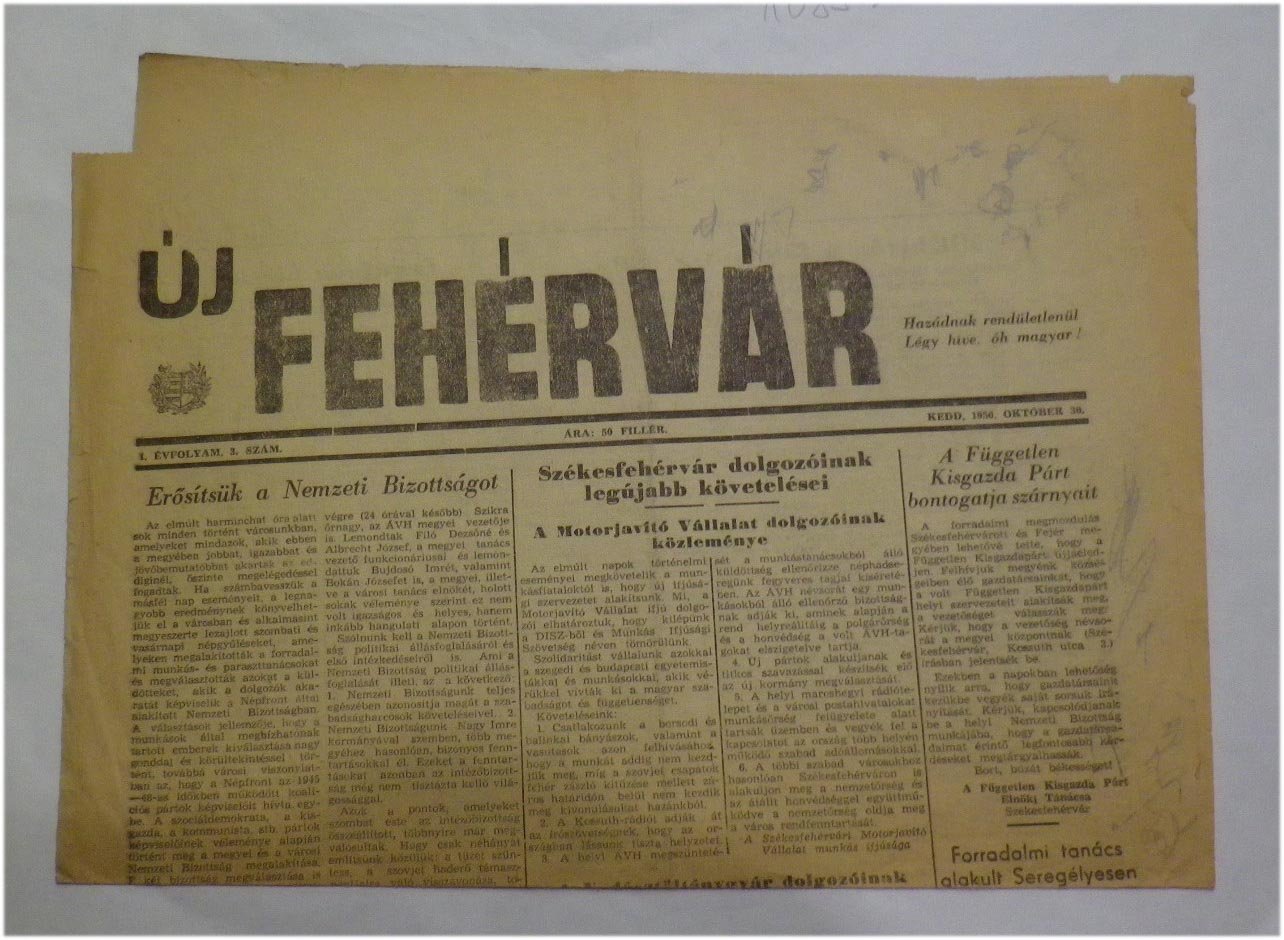 1956.okt.30. Új Fehérvár. I. évf. 3. szám.