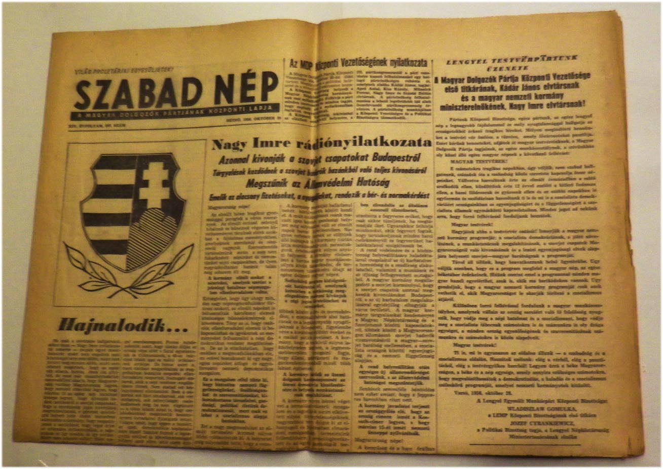 1956.okt.20-23. 4 db Szabad Nép.