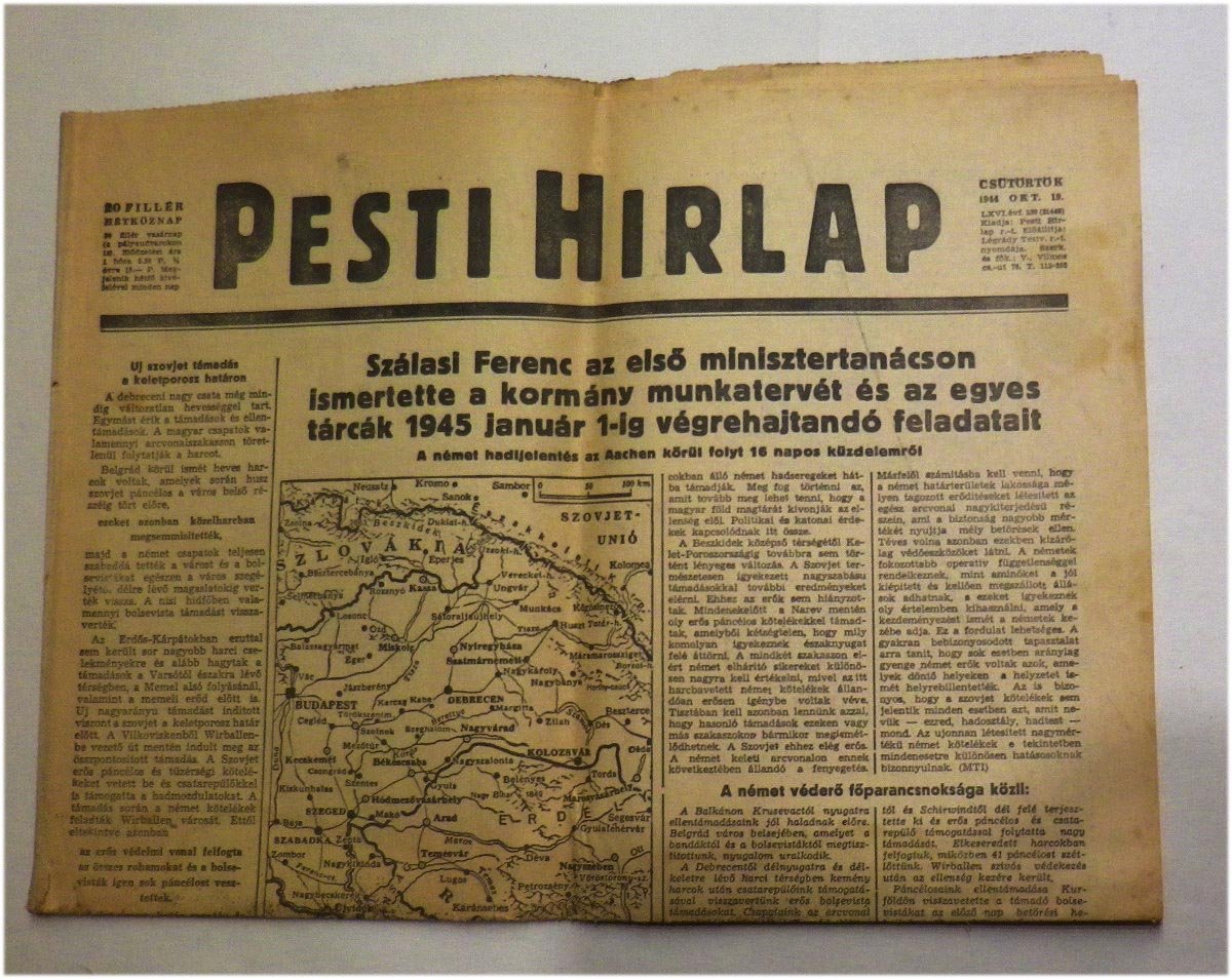 1944.okt.19. Pesti Hírlap. (Szálasi beszéde az első minisztertanácson.)