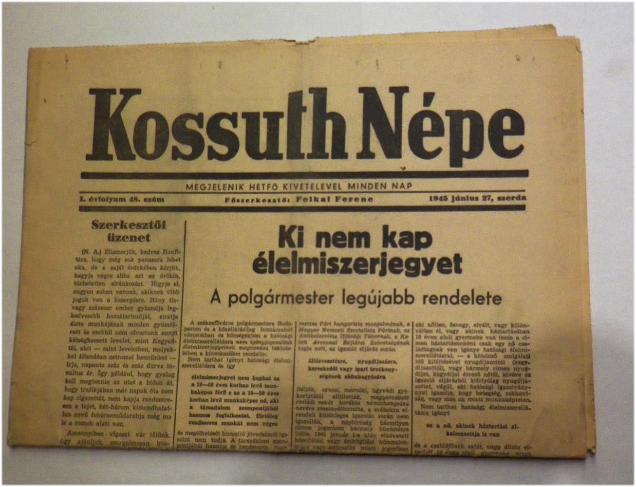 1945.jún.27. Kossuth Népe. I. évf. 48. szám