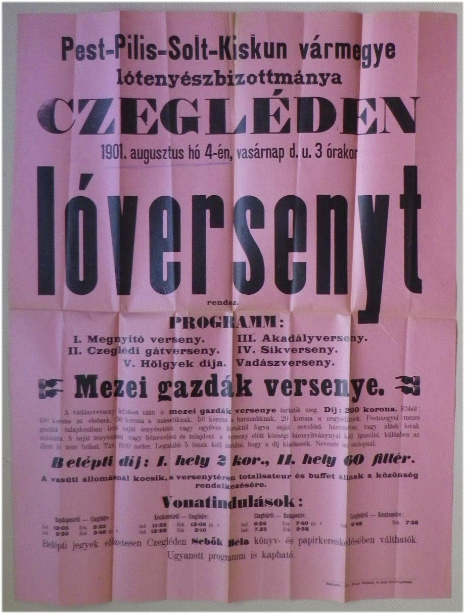 1901. Cegléd. Lóverseny hirdetmény (47x62)