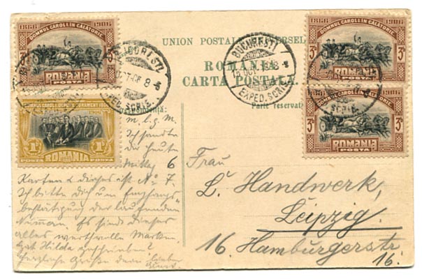 1906. Szépen bérmentesített képeslap Leipzig-be