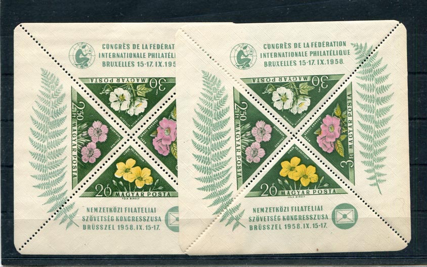 1958. 1-1 db Virág blokk 11-es és 12-es fogazattal (22000)