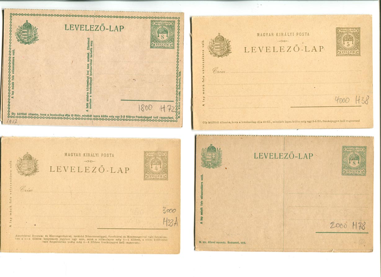 IBK – 4 db különböző válaszos levelezőlap-pár: Hod 33A; 38; 66; 78