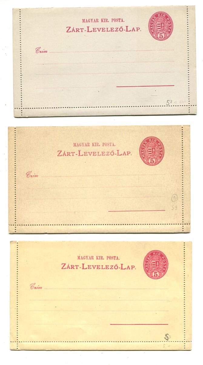 3 db 5 kr-os használatlan (Hod 3; 2x7, papírszín változatok)