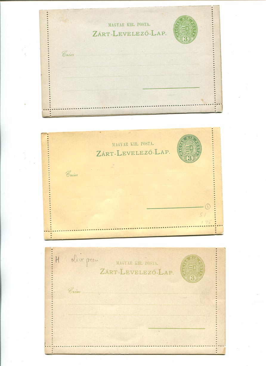 3 db 3 kr-os, használatlan (Hod 1; 2x5) színváltozatokkal