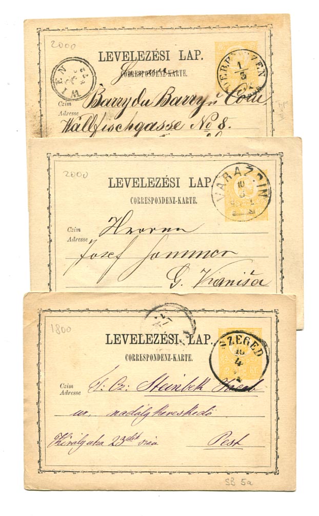 IBK – 3 db 1871-es 2 kr-os használt levlap