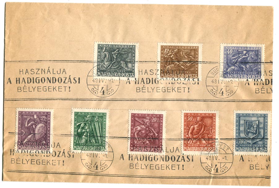 1943.04.01. Hadigondozás sor hirdetőbélyegzéssel címzetlen borítékon