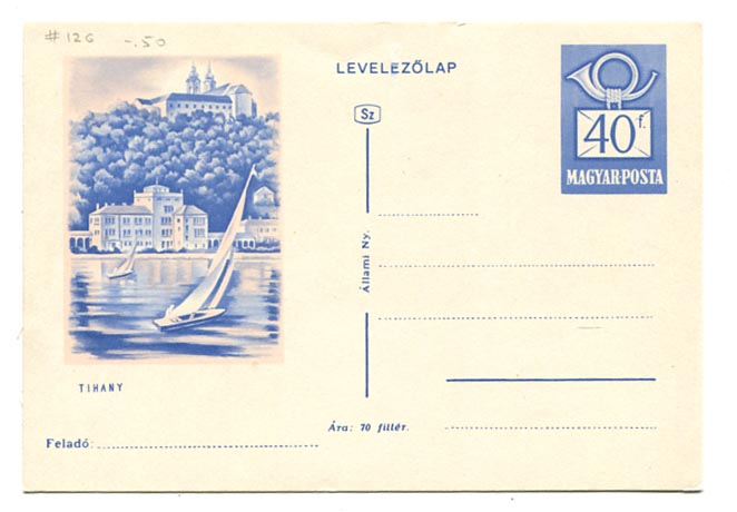 1960. Tihany látképes használatlan levlap