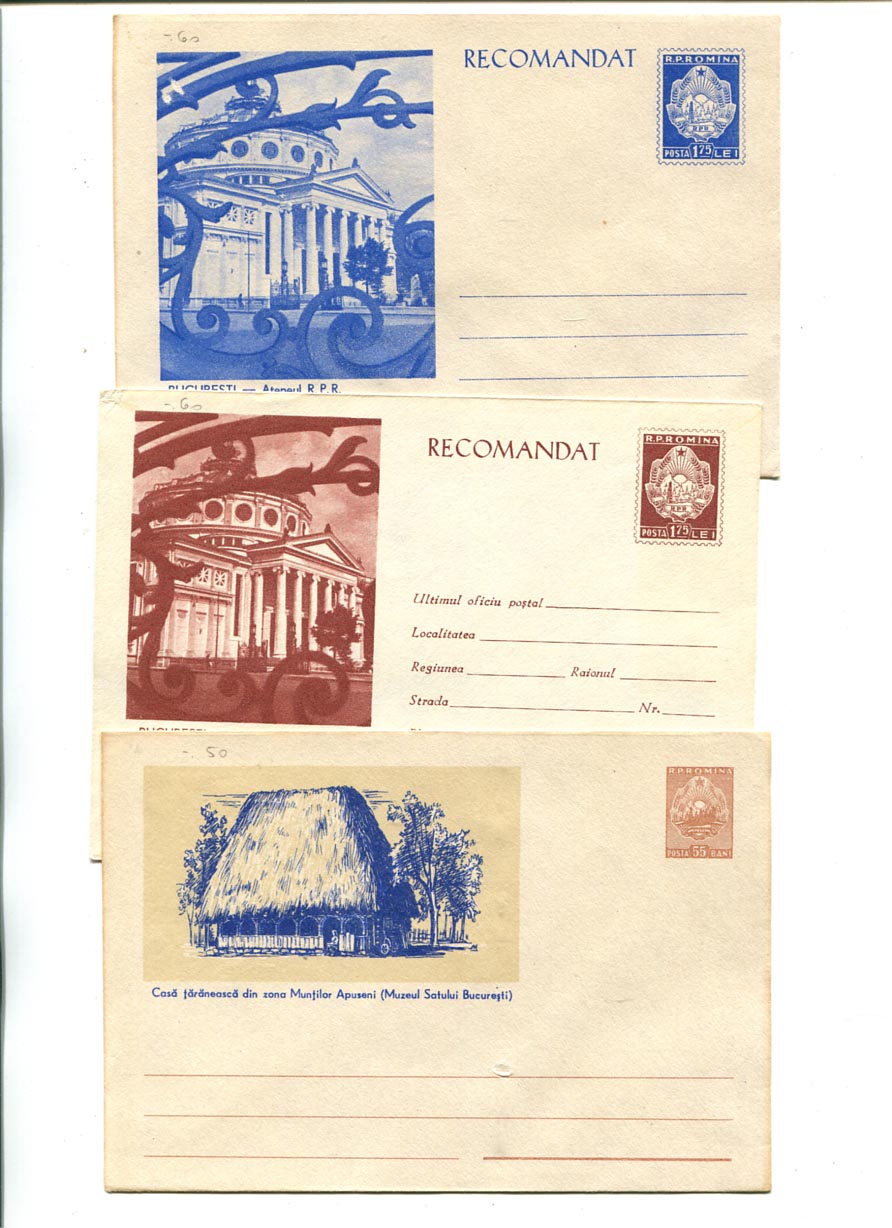 1961/62. 3 db képes, használatlan díjjegyes boríték (kód 178, 262, 269)