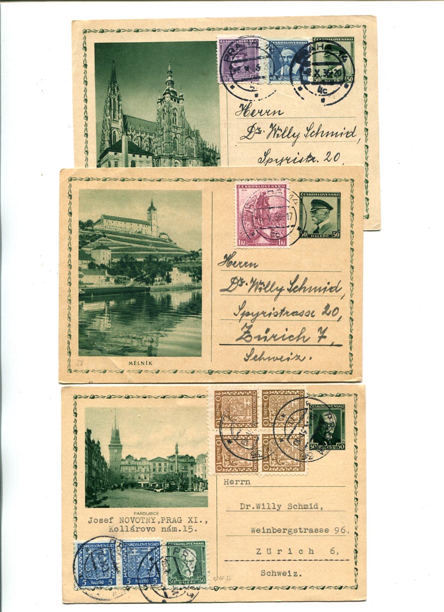 1931-36. 3 db díjkiegészített látképes levelezőlap