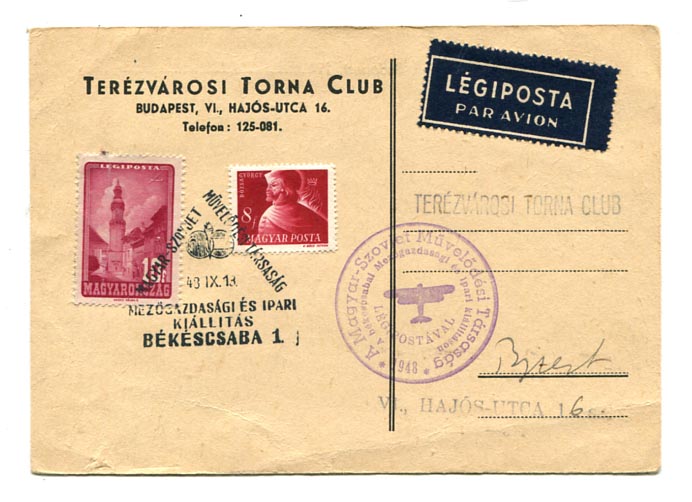 1948.09.11. MSZMT alkalmi repülés Békéscsaba–Budapest