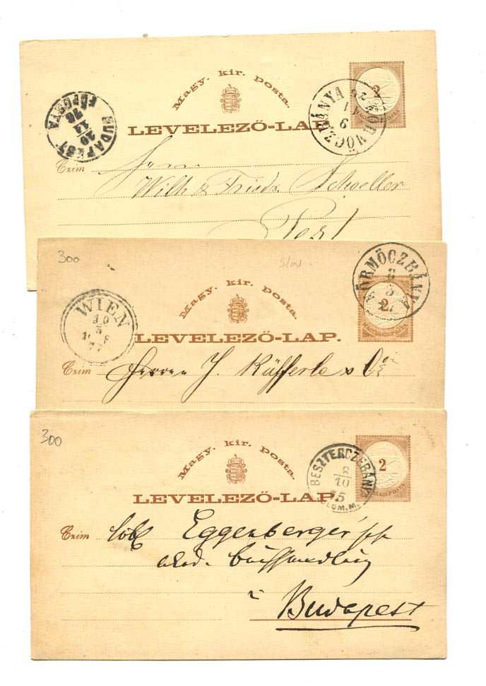 IBK – 3 db 2 kr-os levelezőlap szép bélyegzésekkel
