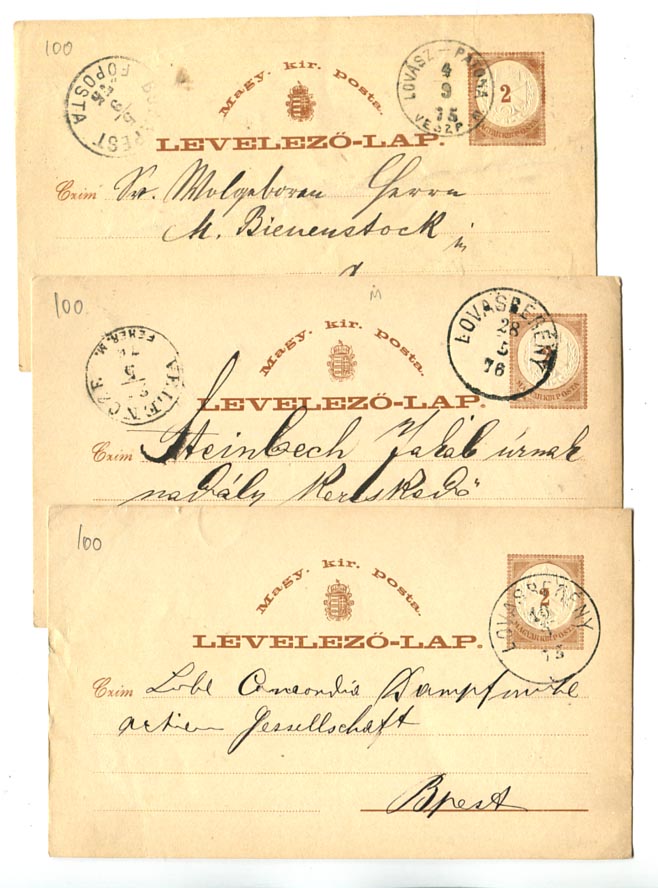 IBK – 3 db 2 kr-os levelezőlap szép bélyegzésekkel