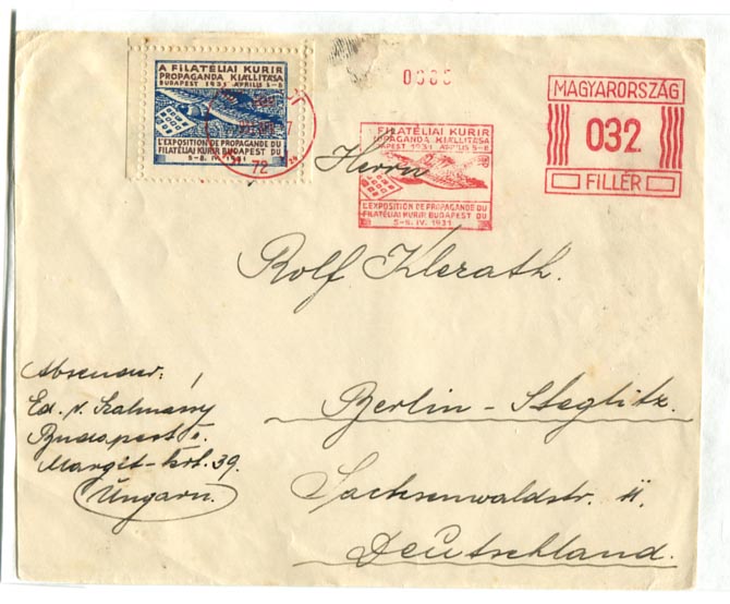 1931. 32 f-es alkalmi Francotyp bélyegzés (I/24) Berlinbe címzett levélen
