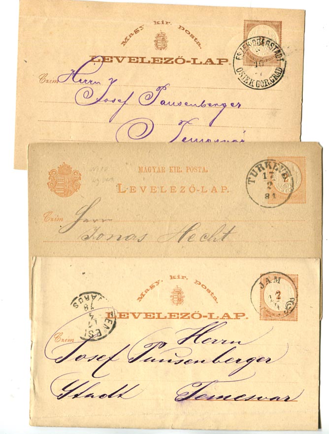 3 db 2 kr-os levelezőlap szép bélyegzésekkel