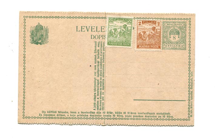 8 f-es magyar-horvát nyelvű, lánckeretes, hasábos levlap (Hod 70c)