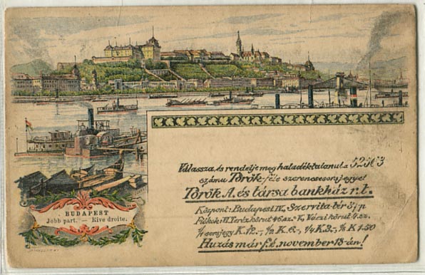 1909. Millennium 2 kr levlap (jobb part) 2 f Turul bélyeggel, Török és Tsa szöveges, képoldali felülnyomattal