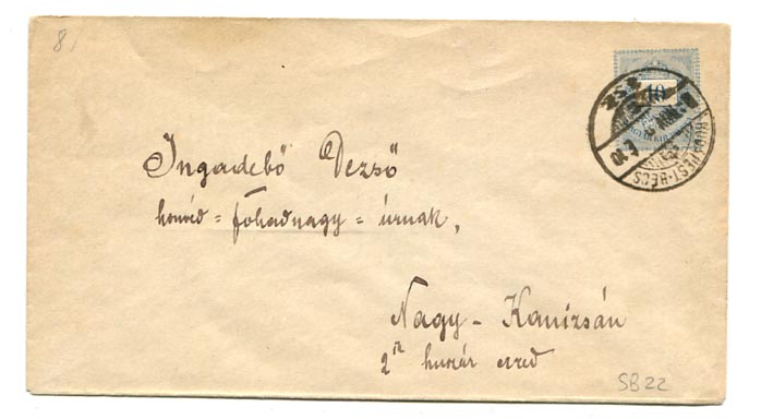 IBK – 10 kr-os használt boríték (I. vj.) szívességi bélyegzéssel!