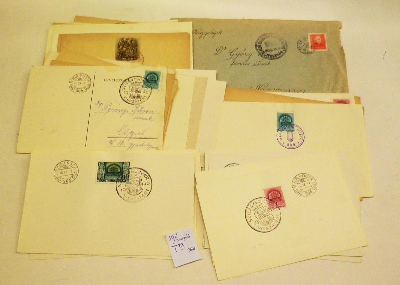 1938-40. 37 db számos acél kisegítő bélyegzés lapokon: 169, 170, 196, 205, 209, 292, 330, 394
